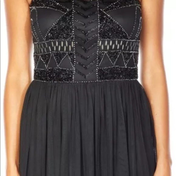 NEW Lace & Beads Black Prom Dress Mini Cocktail Dress Maxi Over Skirt Size XS - Picture 5 of 11